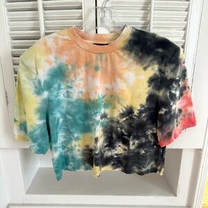 AFRM Tie-Dye Short Sleeve Crop Top